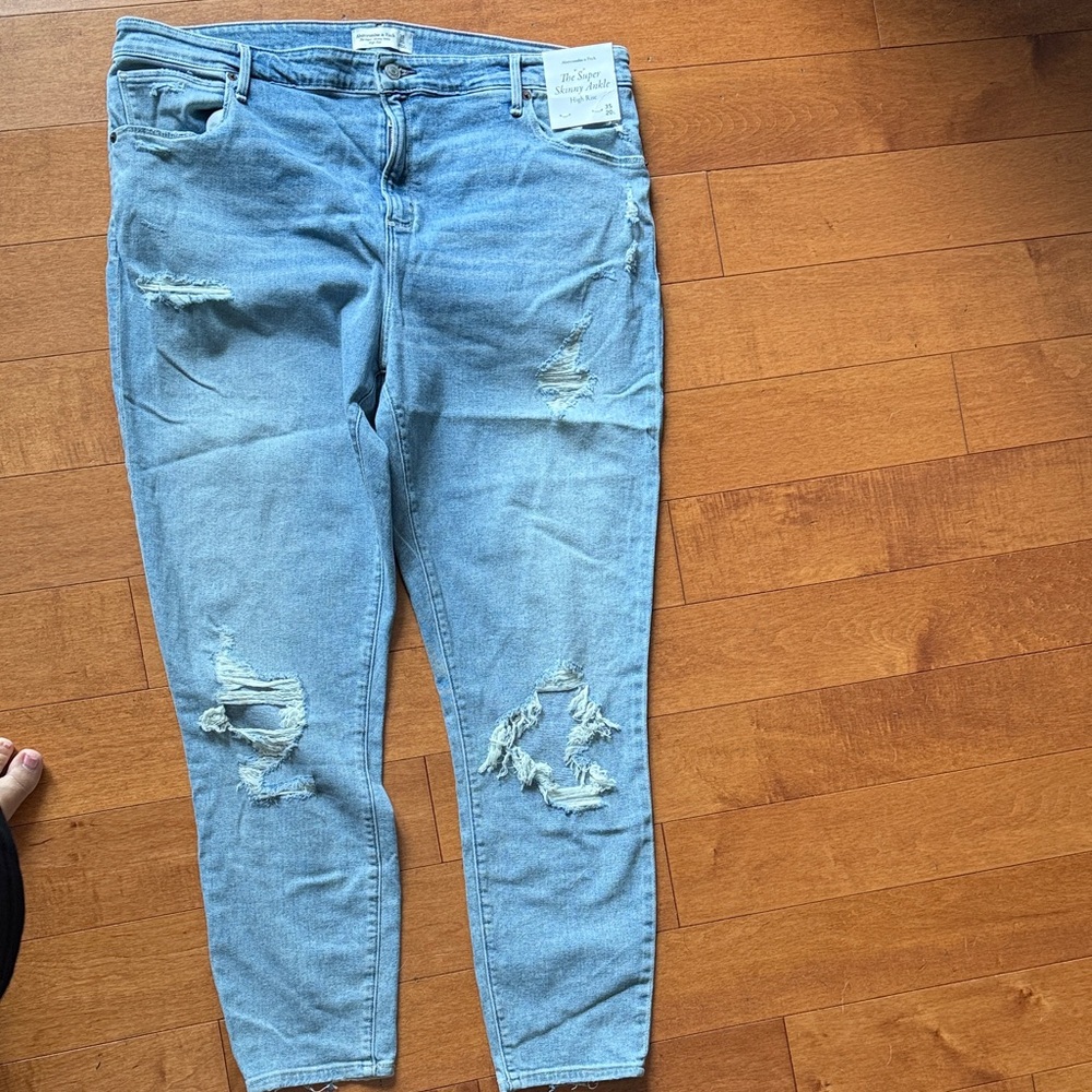 Abercrombie & Fitch Light Blue Ripped Skinny Jeans